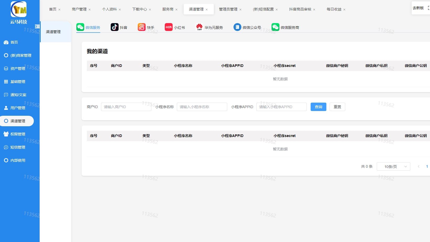云马科技 SaaS 系统后台展示